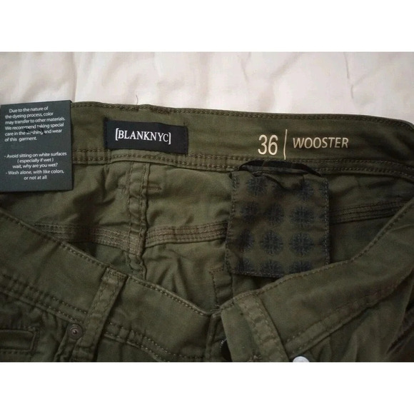 Blank NYC Wooster Pants Men’s Size 36x32 New Slim Fit Army Green Stretch Pants - Picture 4 of 7